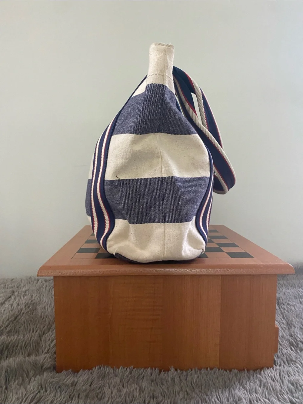 Tommy Hilfiger canvas tote bag weekender shopper stripe travel beach rugby large